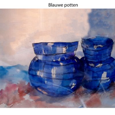 602 blauwe potten aq 64x43cm A4 125 nv