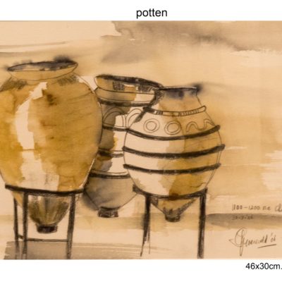 653 potten 46x30cm aquarel verkocht