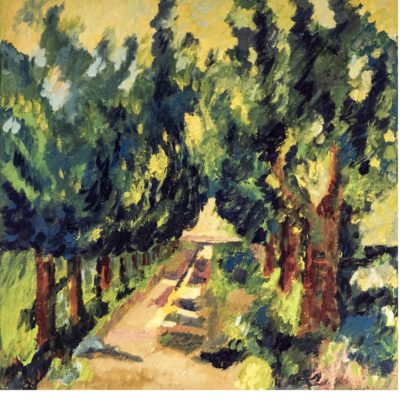 659 Rue de la Gare - het laantje van Van Gogh 50x50cm olie IMG_4684 A4 m verkocht