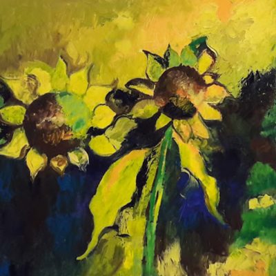 677 Zonnebloem 80x80cm olie m 250