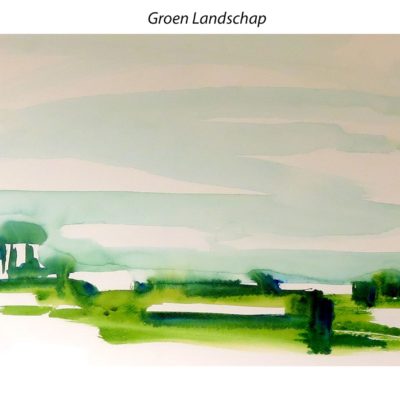706 groen landschap 65x33cm aq m 60