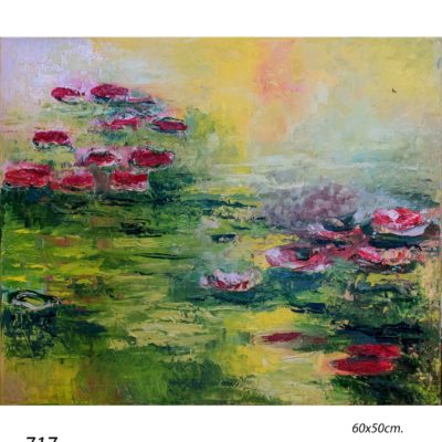 717 Waterlelies in de zon olie 60x50cm IMG_7046 m verkocht