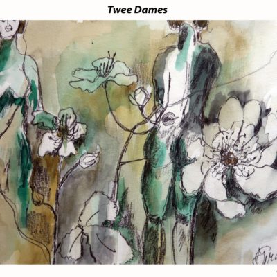 774 twee dames 74x55cm aquarel 80